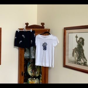 Navy & White Pineapple Short Set